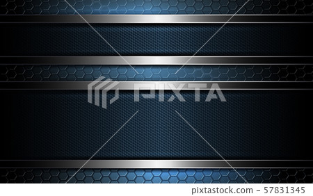 Abstract dark blue mesh design with textured frames with a metallic-colored trim 57831345