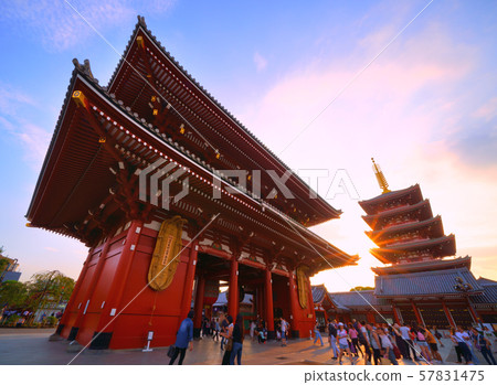 Tokyo cityscape in Japan Views of Sensoji Temple and sunlight Tokyo cityscape in Japan Views of Sensoji Temple and sunlight 57831475