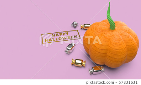The 3d rendering pumpkin on pink background for... - Stock Illustration ...