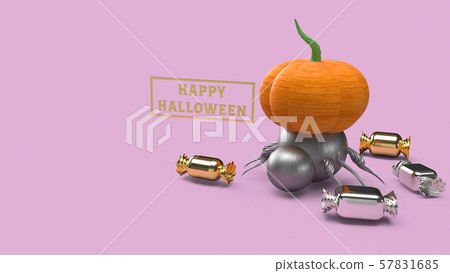 The 3d rendering pumpkin on pink background for... - Stock Illustration ...