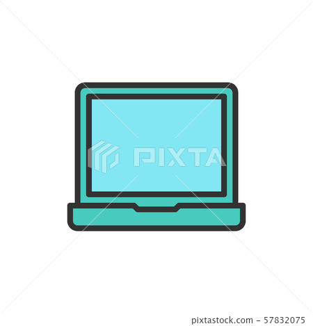 Vector laptop flat color line icon. Isolated on white background Vector laptop flat color line icon. Isolated on white background 57832075