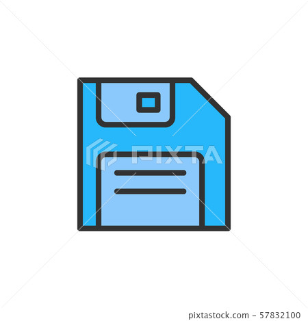 Vector floppy disk, save flat color line icon. 57832100