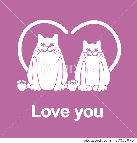 Greeting card of two cats with heart shaped tails Greeting card of two cats with heart shaped tails 57833070