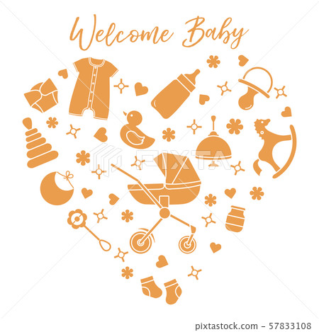Newborn baby vector illustration Kid stuff, toys 57833108