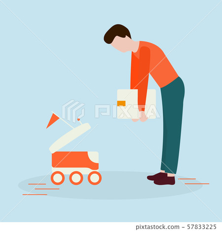 Robotic express delivery service Man sends box 57833225