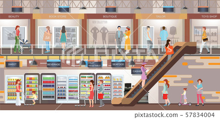 People shopping at the shopping mall. People shopping at the shopping mall. 57834004