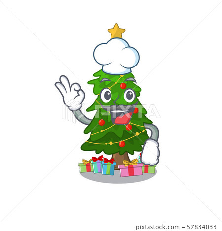 Chef christmas tree isolated with the mascot Chef christmas tree isolated with the mascot 57834033