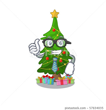 Businessman christmas tree isolated with the mascot Businessman christmas tree isolated with the mascot 57834035