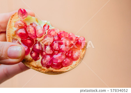 Pomegranate fresh fruit on wood white background. 57834052