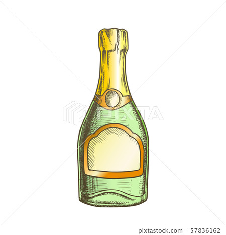 Champagne Blank Bottle Alcohol Color Vector 57836162
