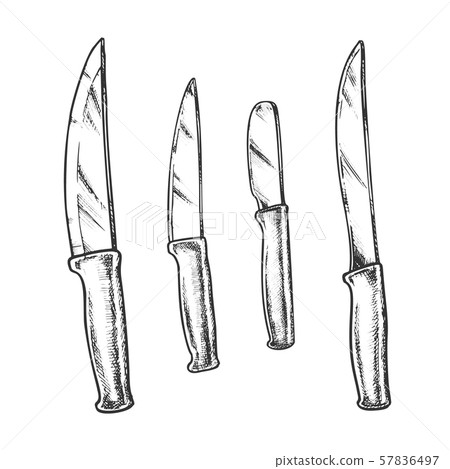 Knives Metallic Meal Kitchenware Monochrome Vector Knives Metallic Meal Kitchenware Monochrome Vector 57836497