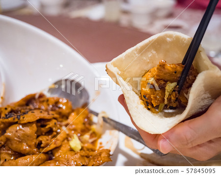 pocket bread with braised pork neck pocket bread with braised pork neck 57845095