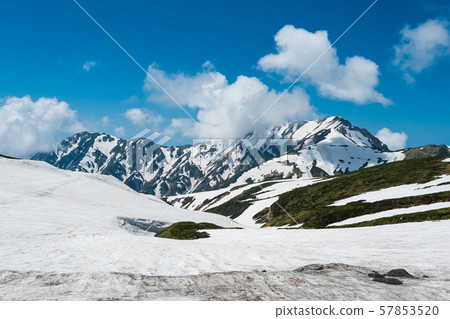 View of outside for landscape snow wall from Murodo station in Toyama, Japan The Murodo station is famous for tourist travel japan alps route. 57853520