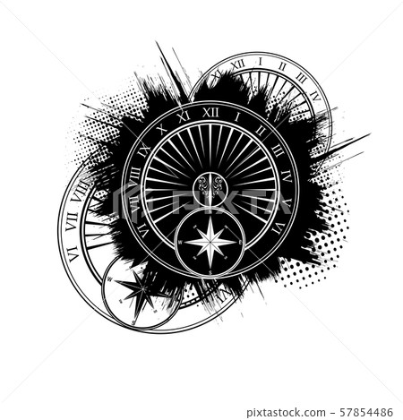 Old watch sundial grrunge background Old watch sundial grrunge background 57854486