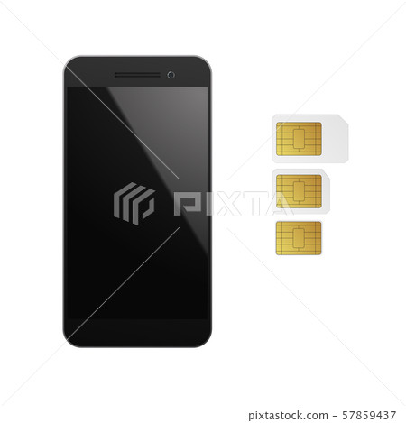 SIM cards with mobile phone. 57859437