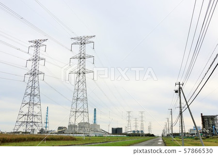 Hokkaido steel tower and electric wire 57866530