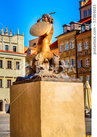 Mermaid Statue, symbol of Warsaw, Poland 57869883