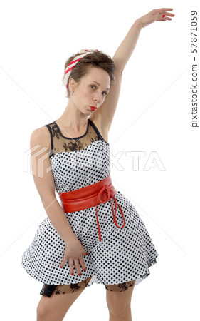 smiling woman, dressed in pin-up style smiling woman, dressed in pin-up style 57871059