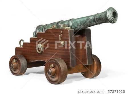cannon on a wooden carriage 57871920