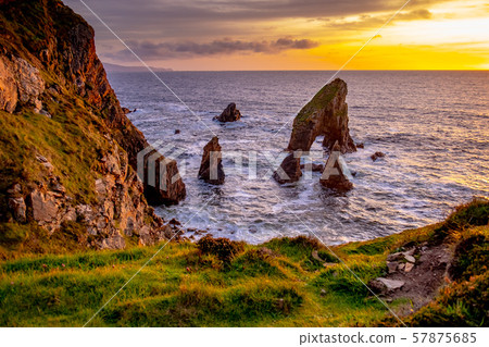 Crohy Head Sea Arch Breeches during sunset - County Donegal, Ireland 57875685