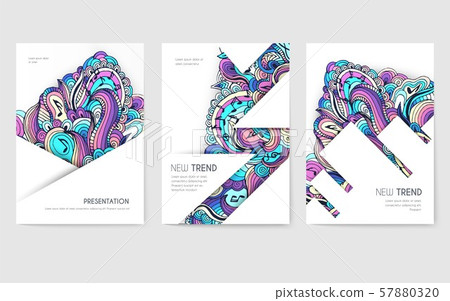 Abstract vector brochure cards set. Music art template of flyear, magazines, posters, book cover Abstract vector brochure cards set. Music art template of flyear, magazines, posters, book cover 57880320