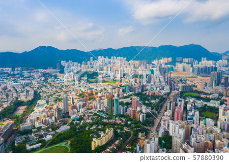 Aerial top view of Hong Kong Downtown, republic of 57880390