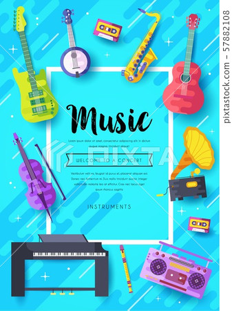 Music instruments vector brochure cards set. Audio tools template of flyear, magazines, poster, book 57882108