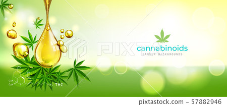 green background. Cannabis marijuana in medical. 57882946