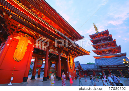 Tokyo cityscape in Japan Sensoji temple at sunset Tokyo cityscape in Japan Sensoji temple at sunset 57889802
