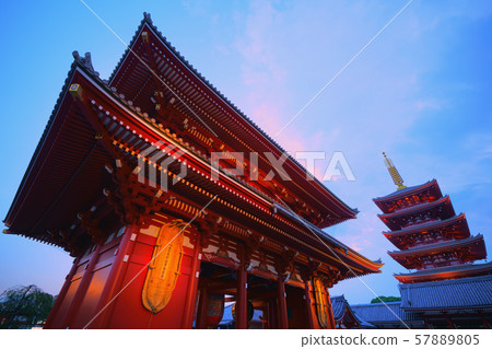 Tokyo cityscape in Japan Sensoji temple at sunset Tokyo cityscape in Japan Sensoji temple at sunset 57889805