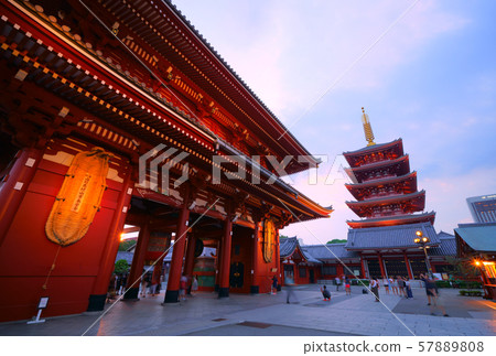 Tokyo cityscape in Japan Sensoji temple at sunset Tokyo cityscape in Japan Sensoji temple at sunset 57889808