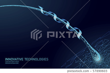 Hair protect care cosmetic technology 3D concept. Hair follicles structure repair shampoo salon 57890603