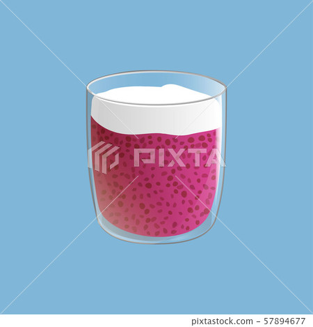 Chia seed pudding. Healthy vegan snack in glass. Vector illstration isolated on blue background. 57894677