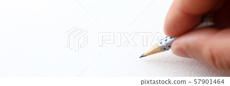 Male hand holding simple pencil stump Male hand holding simple pencil stump 57901464