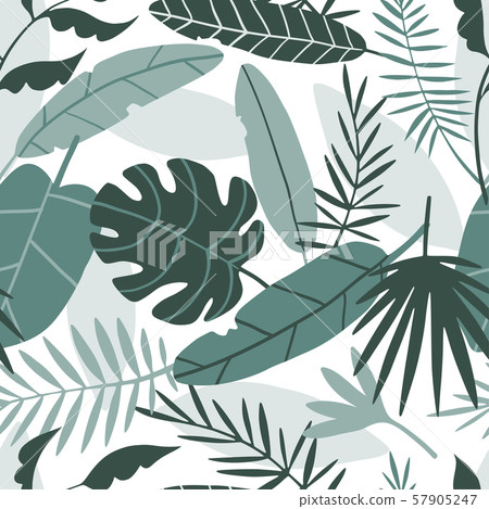 Tropical flowers and leaves seamless pattern - Stock Illustration ...