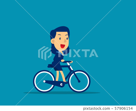 Business woman ride bicycle. Concept cute business 57906154