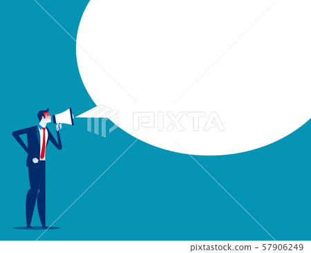 Angry man is shouting through megaphone. Concept Angry man is shouting through megaphone. Concept 57906249