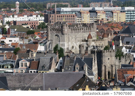 Ghent's old town, the capital of Flanders, as seen from the world heritage bell tower Ghent's old town, the capital of Flanders, as seen from the world heritage bell tower 57907080