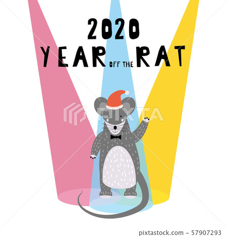 2020 Chinese New Year of the Rat zodiac cute character greeting card template Scandinavian style 2020 Chinese New Year of the Rat zodiac cute character greeting card template Scandinavian style 57907293