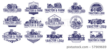 Collection of Tractor and farm logo template,-插圖素材 [57909689] - PIXTA圖庫