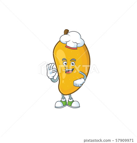 Chef cartoon of mango character on a white background. Chef cartoon of mango character on a white background. 57909971