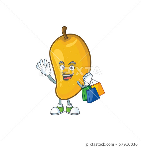 Shopping cartoon of mango character on a white background. Shopping cartoon of mango character on a white background. 57910036