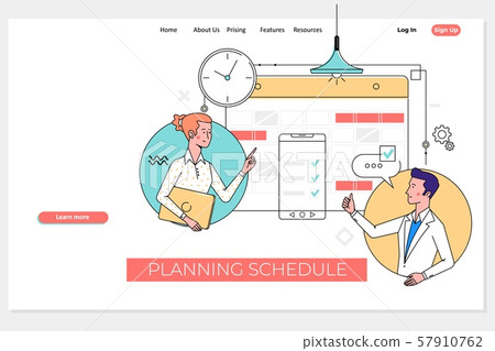 Weekly Planner Schedule Memo Timeline Concept. Work planning, daily routine, people filling out the 57910762