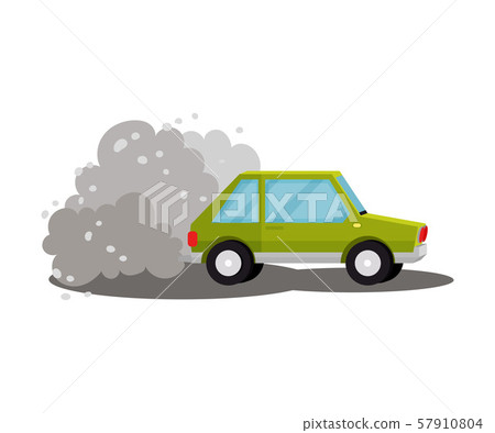 Green car rides. Vector illustration on a white background. Green car rides. Vector illustration on a white background. 57910804