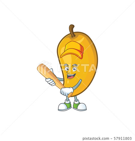 Playing baseball fresh mango character cartoon with mascot 57911803