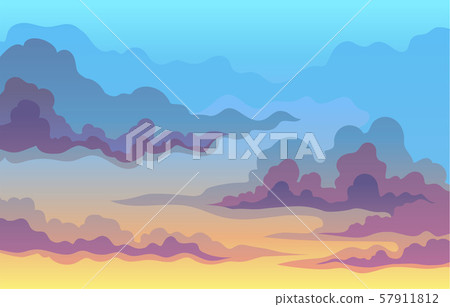 Lilac thin wavy clouds on the sky. Vector illustration. Lilac thin wavy clouds on the sky. Vector illustration. 57911812