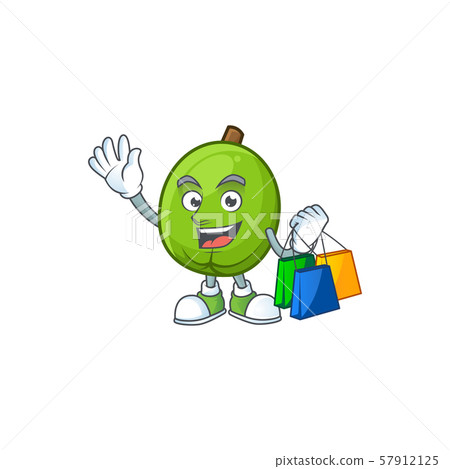 Shopping fresh casimiroa mascot on white background. Shopping fresh casimiroa mascot on white background. 57912125