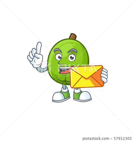 With envelope fresh casimiroa mascot on white background. 57912305