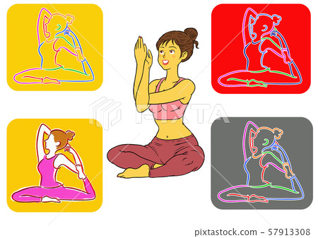 瑜伽圖標和教練女人集 瑜伽圖標和教練女人集 57913308