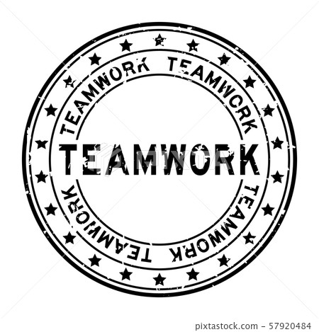 Grunge black teamwork word round rubber seal stamp Grunge black teamwork word round rubber seal stamp 57920484